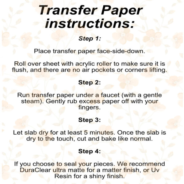 Water soluble paper transfer sheet instructions, how to use clay transfer paper sheets