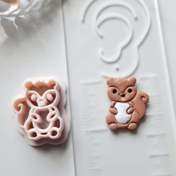 Polymer clay cutter in squirrel shape, perfect for fall earring designs