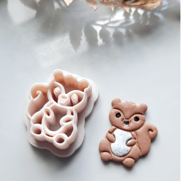 Squirrel-shaped polymer clay cutter for autumn-themed earrings