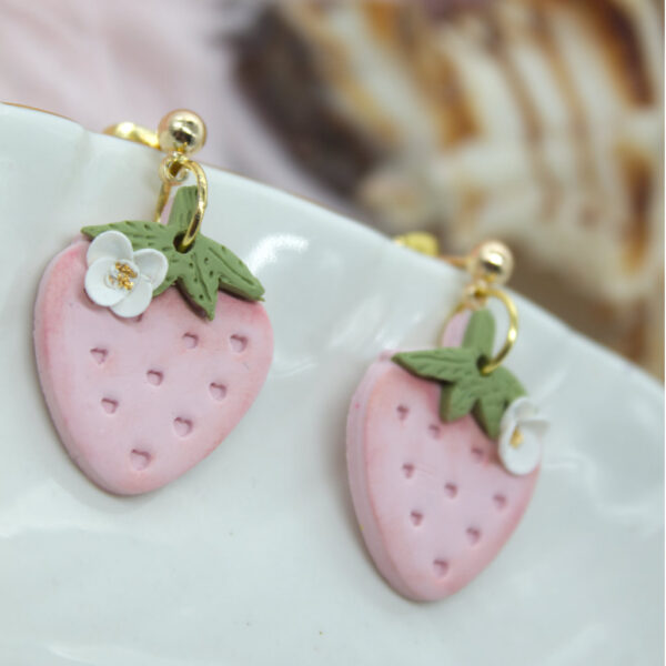 Polymer clay earrings for summer with strawberry shape