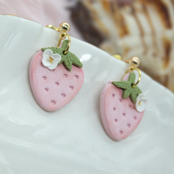 Strawberry polymer clay earrings for summer