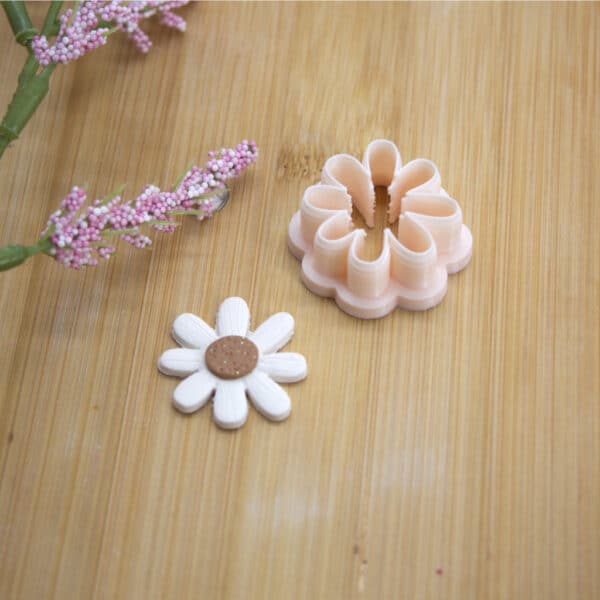 Daisy-shaped clay cutter perfect for creating stunning polymer clay earrings with intricate floral designs