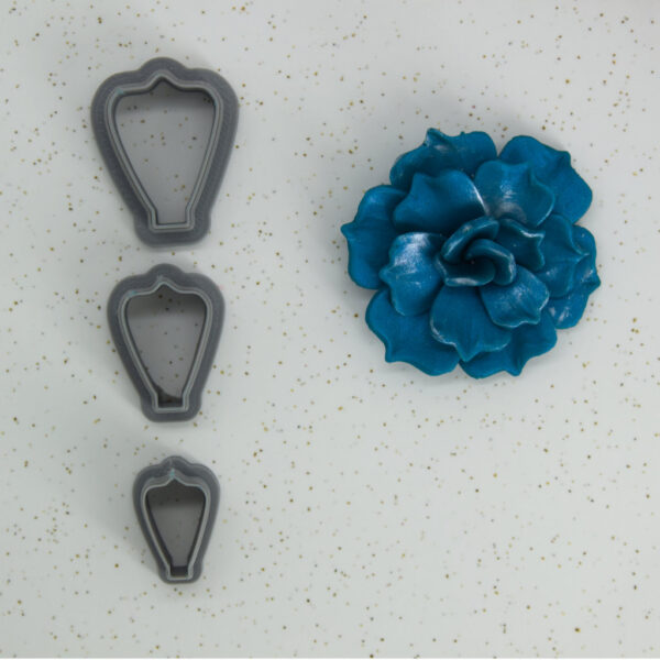 Set of small, medium, and large petal-shaped clay cutters, perfect for creating distinctive polymer clay earrings