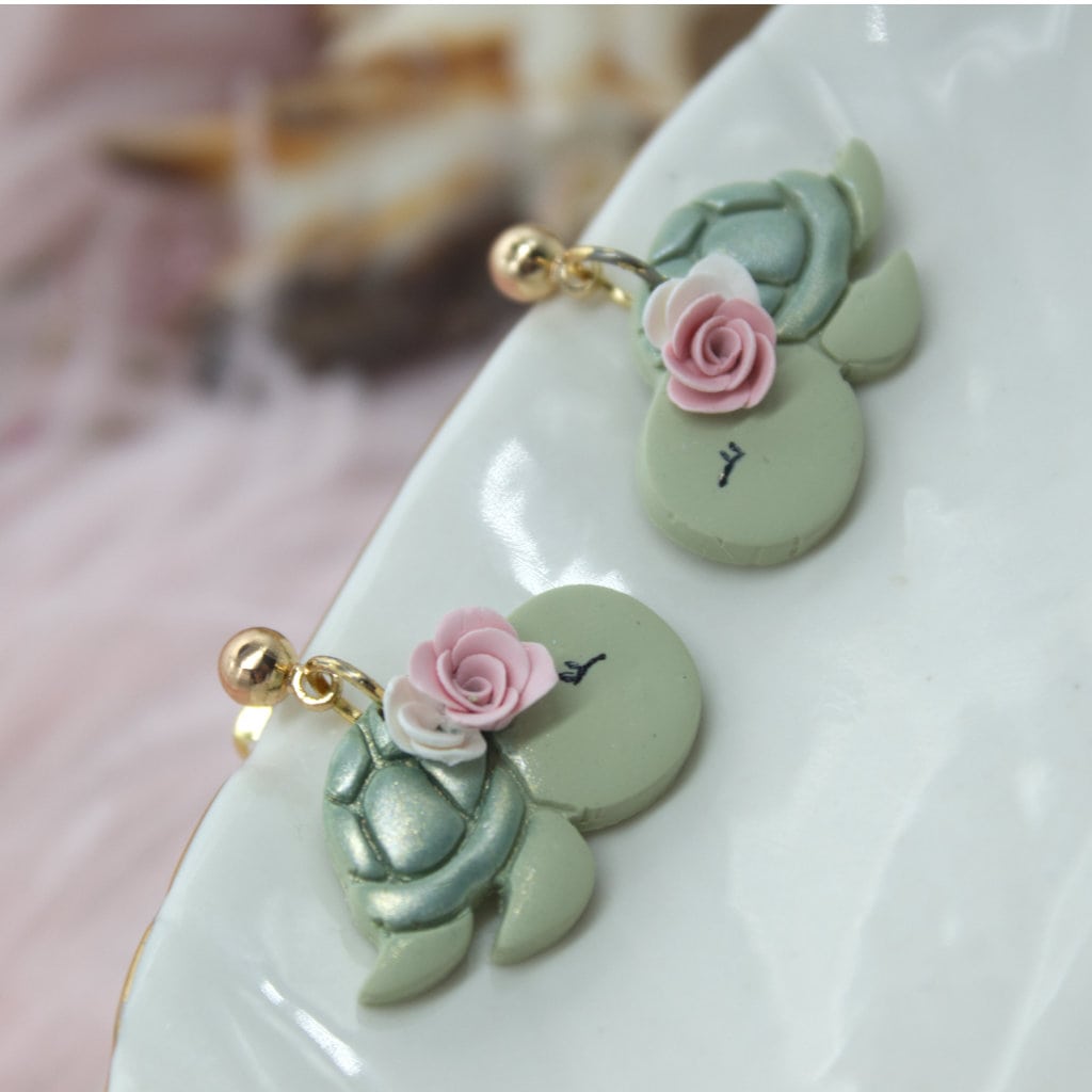 Handmade Polymer Clay Earrings for Summer - Turtle Clay Earrings