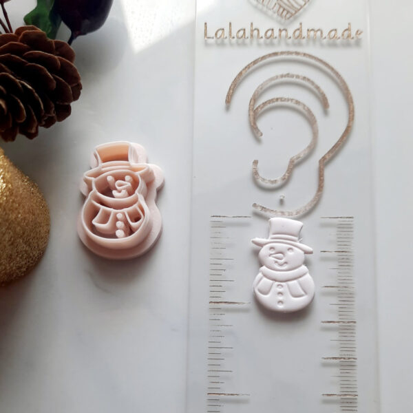 Snowman design polymer clay cutter for making unique Christmas earrings