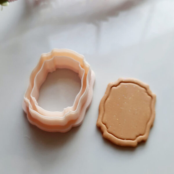 A frame clay cutter expertly crafted for creating polymer clay earrings, showcasing its unique geometric design