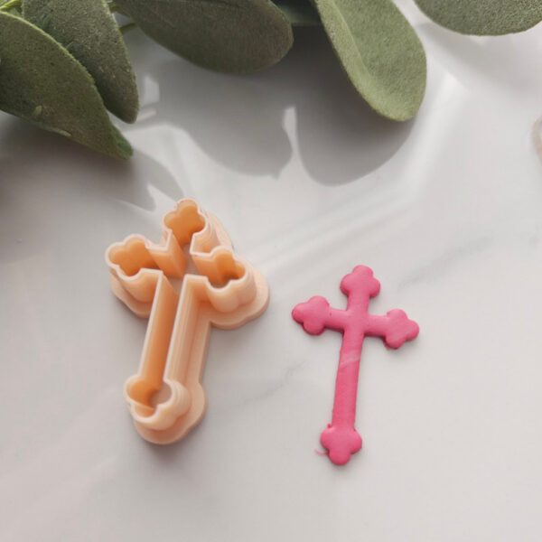 Easter earring-making tool: a polymer clay cutter with a cross shape