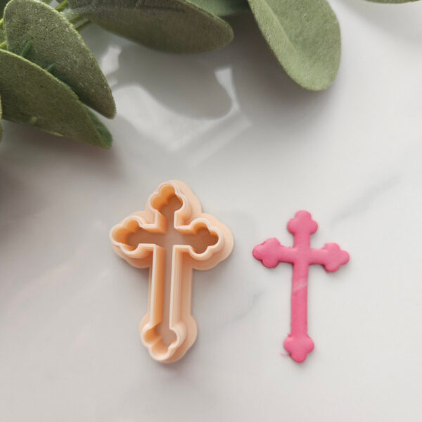 Cross-shaped polymer clay cutter for making Easter earrings